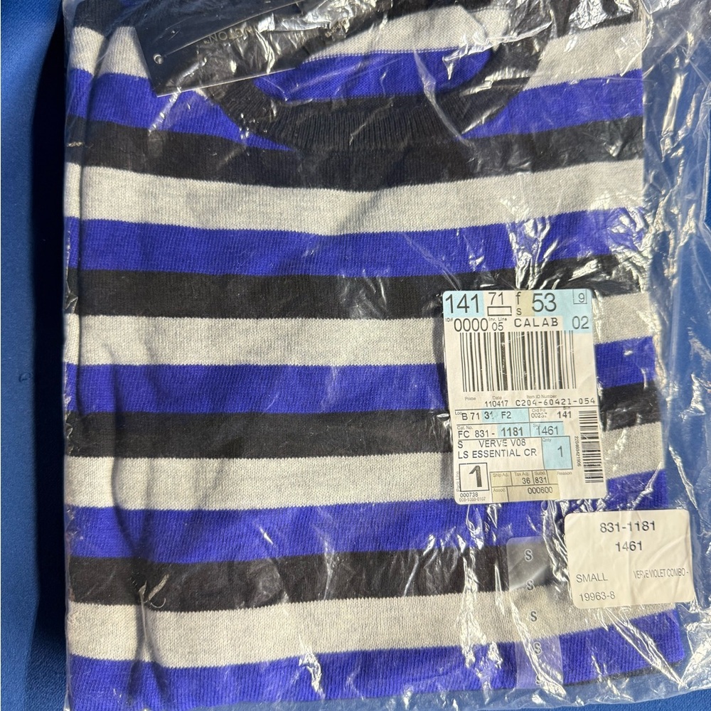 NWT Worthington Striped Blue and Black Lightweight Sweater